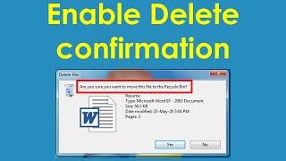 'Are you sure you want to delete' message not showing in windows 7