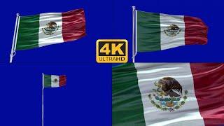 Mexico flag green screen 4k