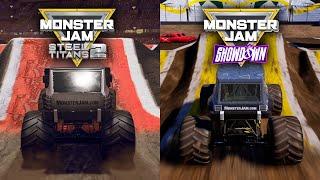 Monster Jam Steel Titans 2 vs Monster Jam Showdown | Gameplay Comparison