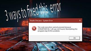 How to fix VCRUNTIME140_1.dll Missing  | Studio one vcruntime140_1.dll error