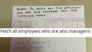 SQL Query To Fetch Employees Who Are Also Managers | Self Join Example | SQL Interview Question