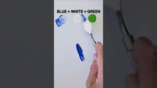 What colour does blue white and green make when mixed #colourmixing #asmr