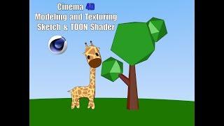 Giraffe Texture (Scene file in description) in Cinema 4d - Sketch and Toon shader