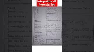 Integration all Formula list