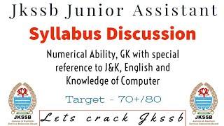 Jkssb Junior Assistant Syllabus Discussion | Target 70+/80 in written exam  | @AMKAYCLASSES