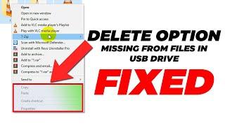 Fix Delete Option Missing From Files In USB Drive | Can't Delete Files | 2 Methods