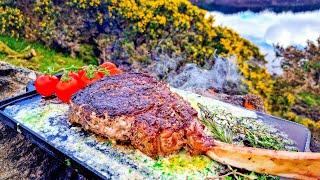 The Most Delicious Tomahawk STEAK Cooked in Nature! NO music! Only Nature and Food