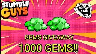 Stumble guys live giveaway *1000* gems giveaway | 0.75 update giveaway