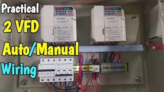 2 VFD Inverter Power & Control Wiring with Auto Manual Selector Switch @MianElectric