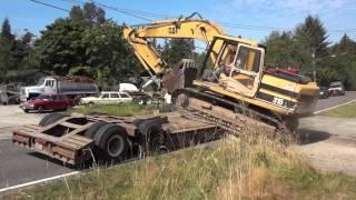 Side Loading Cat 315 Excavator Onto Peerless Lowboy