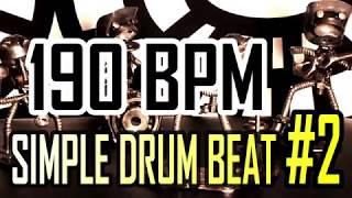 190 BPM - Simple Beat #2 - 4/4 Straight Rock Drum Track - Metronome - Drum beat