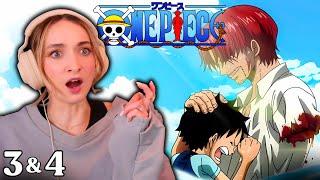 Shanks & Luffy's Past!  FINALLY Watching ONE PIECE | Episode 3-4 Reaction & Discussion