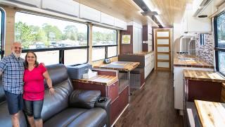 45 Ft. DIY Coach Bus Conversion for Retired Couple