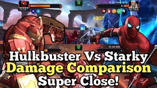 Hulkbuster Vs Stark Enhanced Spiderman Damage Comparison! | Super Close! Marvel Contest Of Champions