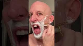 ASMR safety razor shave (mustache growth 3 days) #shorts