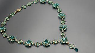 How to Bezel 8mm Chatons & Bead a Necklace with Seed Beads and Bicones #8mmchatons #beadedjewelry
