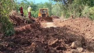 Amazing! The highest Risk Job CAT D6R XL Cutting Hill On Plantation Road Construction