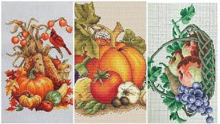 Vegetables and fruits Cross Stitch Embroidery Pattern Ideas || Fareeha Creation