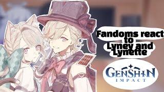 Fandoms react to eachother | 1/4 Genshin Impact x gacha nox (Lyney and Lynette) |Discontinued!!