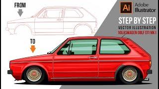 Volkswagen Golf MK 1| How to Illustrate a Car | Vector car tutorial