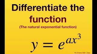 Differentiate the function y = e^(ax^3). Natural exponential function