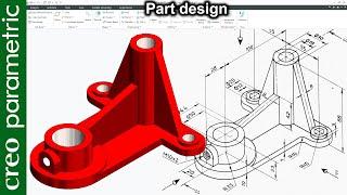 Creo part modeling tutorial | Machine part-01 in Creo Parametric