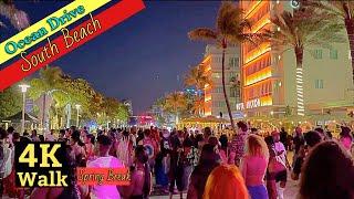 Walking Ocean Drive Miami BEACH Fl at Night Spring Break 2021