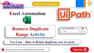 Remove Duplicate Range Activity | Delete duplicate row | Excel Automation| UIPATH Tutorial - 23