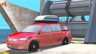 Beamng drive - Giant Winch Сrushes Сars #2