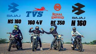 APACHE RTR 160 4V VS PULSAR NS 160 VS ROYAL ENFIELD CLASSIC 350 VS PULSAR N 160|| LONG DRAG RACE ||