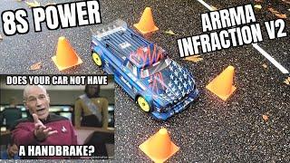 Fastest RC Car I own! 8S Arrma Infraction V2 #Handbrake #Drifting #1/7Scale