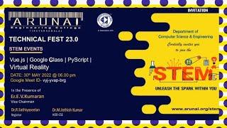 TECHNICAL FEST - STEM 23.0 | 1504 - ARUNAI ENGINEERING COLLEGE | DEPT OF CSE | 30.05.2022 | TVM