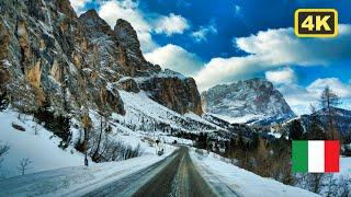  Dolomites: Driving Through Snow-Clad Mountains and Twisting Passes, Gardena Pass & Sella Pass