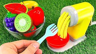 Oddly Satisfying Videos | Fruits with Playdoh Noddles Cutting ASMR