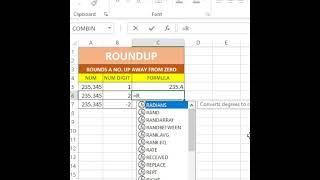 ROUNDUP IN EXCEL !!!