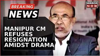 Breaking News | Manipur CM N Biren Singh Defies Resignation | Drama Unfolds Outside Governor House