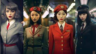 [4K] AI Art Lookbook - Classy Flight Attendant/Stewardess,Korean/Japanese Model Girls #3 룩북,ルックブック