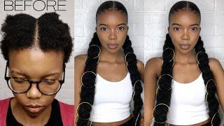 Double Ponytails On 4c Hair | Marley Hair | Sof n Free Hair Gel | Festival Hairstyle