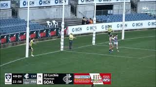 Lachie Plowman kicks the match winning goal in the Blues VFL thriller - Round 11 2023