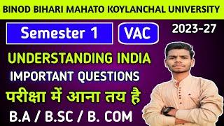 Understanding India Important Questions MCQ। BBMKU Semester 1 understanding India Objective Question