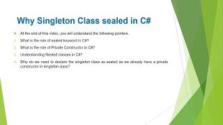 Why Singleton Class is Sealed in C# with Examples