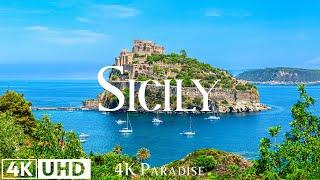 FLYING OVER SICILY ITALY 4K UHD - Relaxing Music With Beautiful Natural Landscape - Amazing Nature