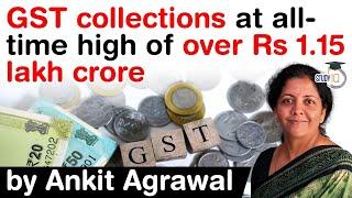 GST collections touch all time high of over Rs 1.15 Lakh Crore in December 2020 #UPSC #IAS