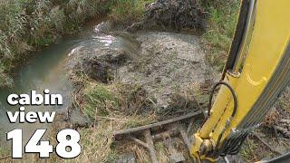Beaver Dam Removal With Excavator No.148 - A Beaver Dam Made Of Large Amounts Of Silt - Cabin View
