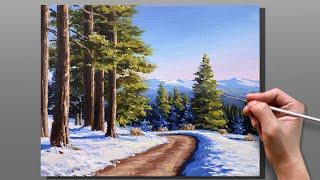 How to Paint "Winter Serenity" Landscape | Step-by-step Acrylic Painting