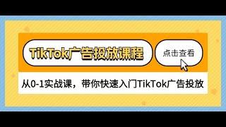 TikTok广告投放课程，从0-1实战课，带你快速入门TikTok广告投放