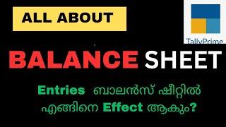 Basics of Balance Sheets  Tally Entries| What is Balance Sheet? Entries എങ്ങിനെ Effect ആകും?