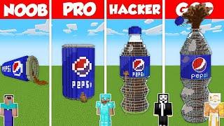 PEPSI CAN BASE HOUSE BUILD CHALLENGE - Minecraft Battle: NOOB vs PRO vs HACKER vs GOD / Animation