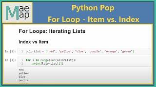 Python Pop: For Loops- Iterating Index vs Item