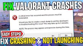 How to Fix VALORANT Crashing & Not Launching | Easy Solution For Freezing & Not Loading | Guide 2024